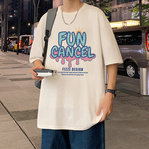 T676FP26新款潮流宽松短袖t恤男纯棉休闲打底衫情侣高街上衣图片