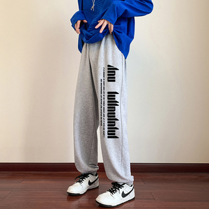 K815P45加绒55新款裤子男束脚运动卫裤男休闲字母印花长裤子图片