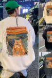 W508P35新款圆领无帽卫衣男外套宽松高街美式橘猫打底衣服休闲，男装卫衣，星座304A