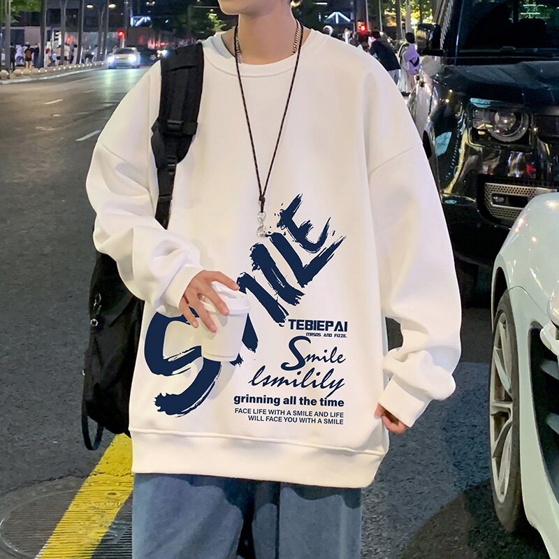 W519DP35冬季无帽套头卫衣男大字母印花高级感长袖上衣服小众,男装卫衣,星座304A