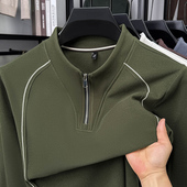 阿堡尼男士 立领半拉链卫衣德绒保暖百搭休闲中青年上衣男T恤春款