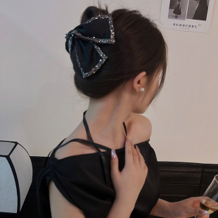 水钻蝴蝶结抓夹大号发夹女高级感后脑勺盘发鲨鱼夹子轻奢气质头饰