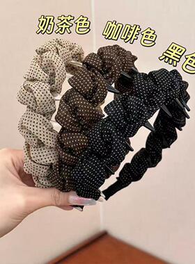 气质波点褶皱齿梳发箍女高级感