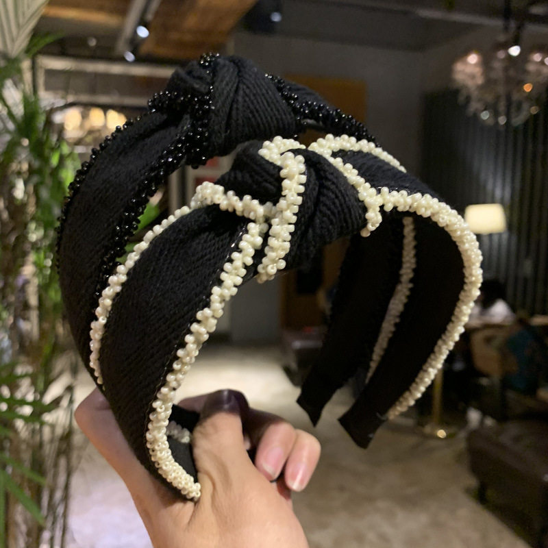 新款打结发箍女串珠压发头箍宽边发窟欧美风百搭成人发卡发饰女