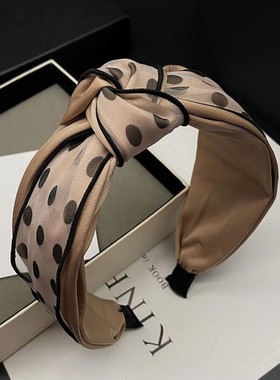韩版新款波点打结发箍高级感高颅顶发卡气质宽边压发洗脸头箍发饰