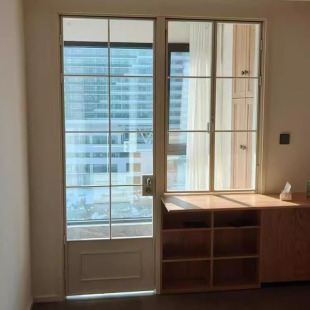 定制法式复古老钢窗阳台书房门联窗平开门超白透明客厅厨房折叠窗