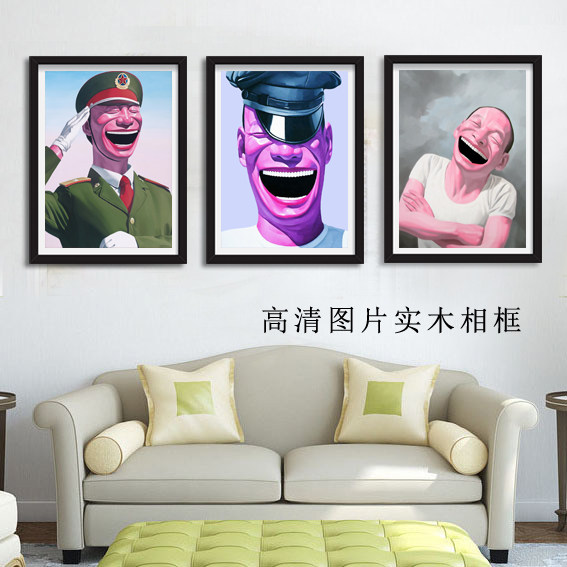 岳敏君开怀大笑酒吧装饰画客厅创意挂画玄关墙画壁画饭店挂画
