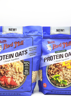 Bob's Red Mill Protein Oats美国鲍勃红磨坊高蛋白燕麦片无麸质