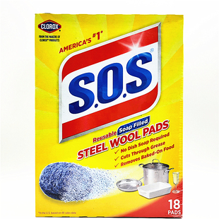 Clorox SOS Steel Wool Pads高乐氏含皂去污防锈钢丝绒球