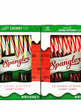 Spangler Candy Canes美国圣诞节薄荷樱桃混合拐杖糖儿童节日糖果