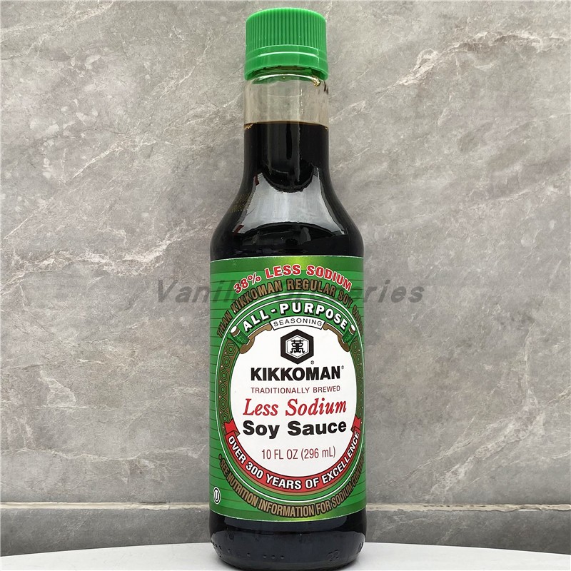 296ml kikkoman Less Sodium Soy Sauce美国进口龟甲万字绿标酱油