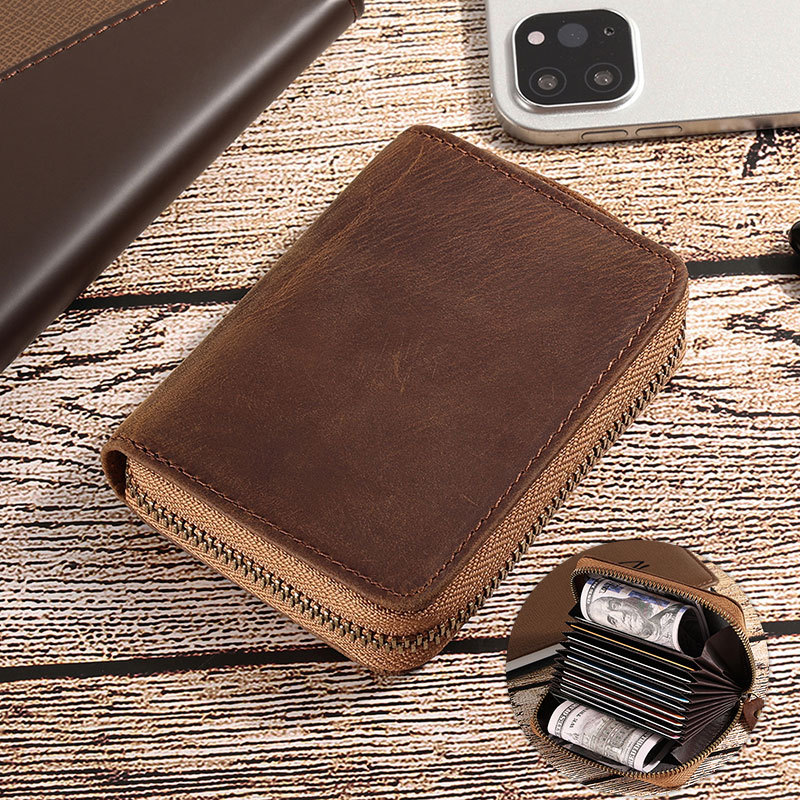 joyir新款真皮卡包多卡位证件银行卡卡套疯马皮风琴大容量卡夹