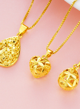 沙金色越南沙金爱心项链女学生韩版简约时尚百搭锁骨链礼物送女友