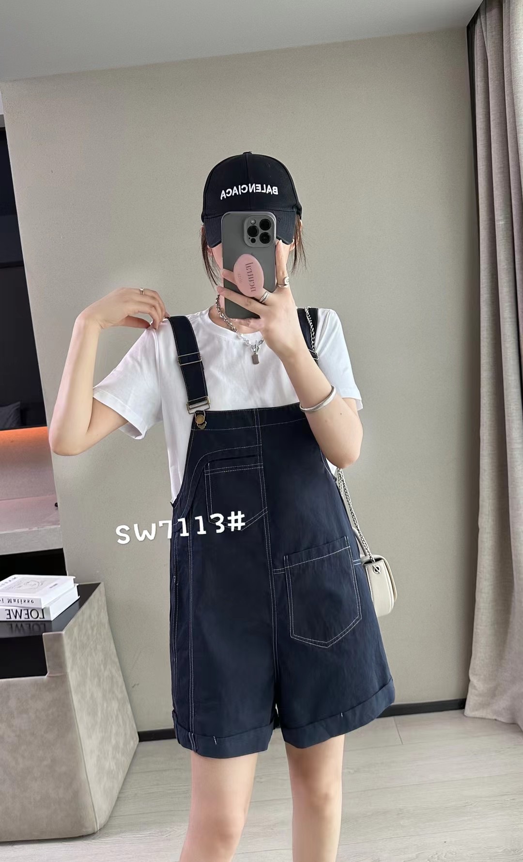 特价欧洲站休闲背带短裤不规则口袋设计感时尚套装减龄女装夏新款