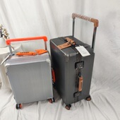 出口日本撞色铝框行李箱20寸登机箱24万向轮旅行箱结实耐用拉杆箱