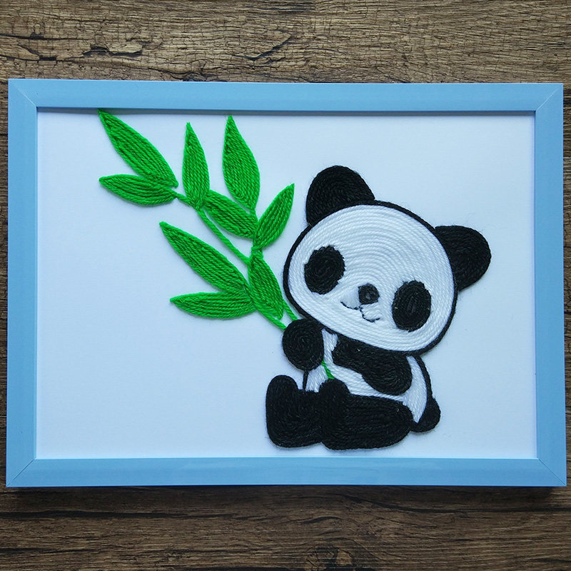 益智玩具 幼儿园手工课制作毛线材料包 创意diy国宝熊猫半成品a4