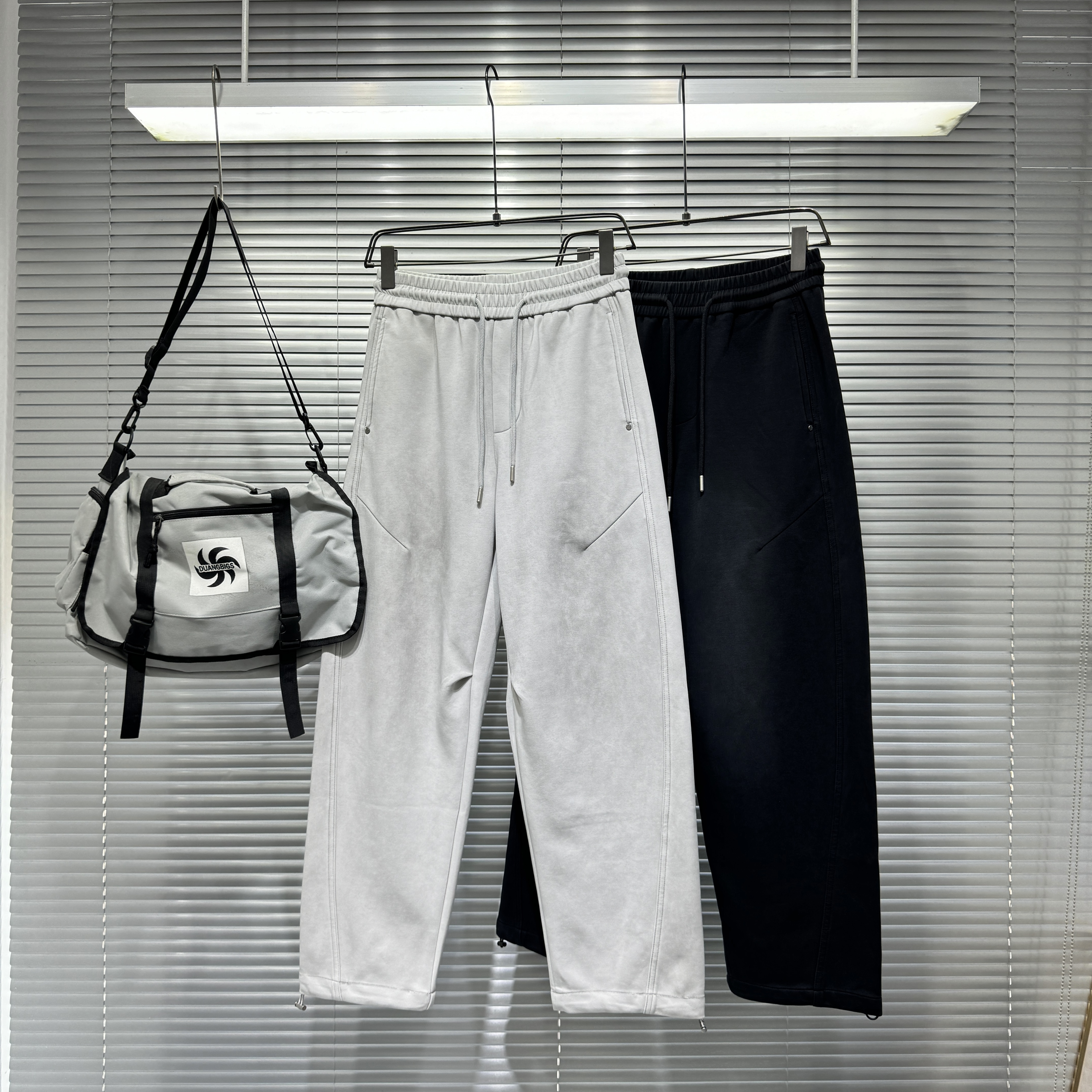 YOUDU秋季巴黎卫裤休闲裤男美式复古水洗做旧宽松直筒阔腿运动裤