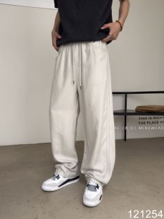 乾尚夏季新款男士休闲裤亚麻莱赛尔中直筒宽松潮流时尚薄款长裤子