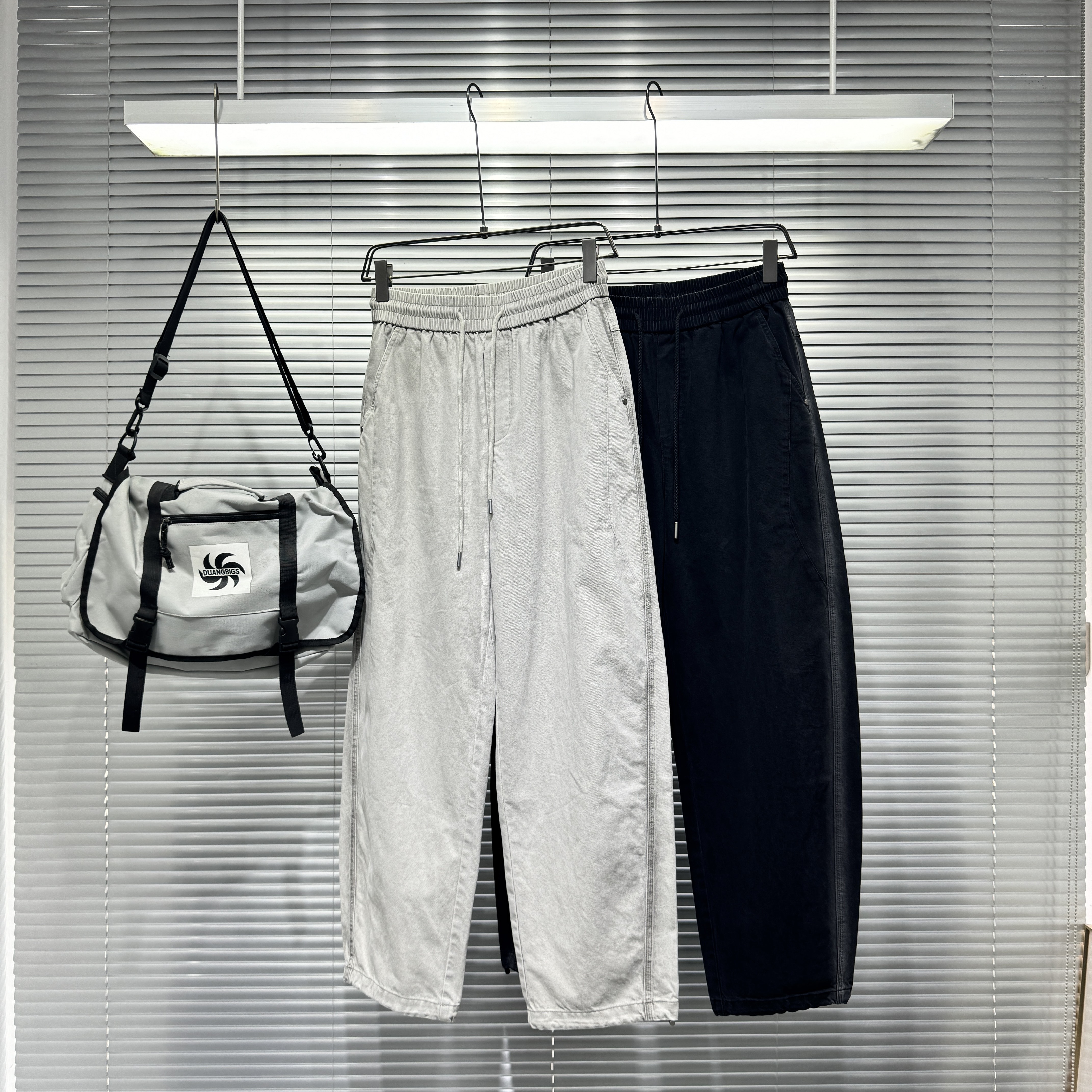 YOUDU秋季新款男士直筒休闲裤美式潮流渐变长裤子青年痞帅阔腿裤