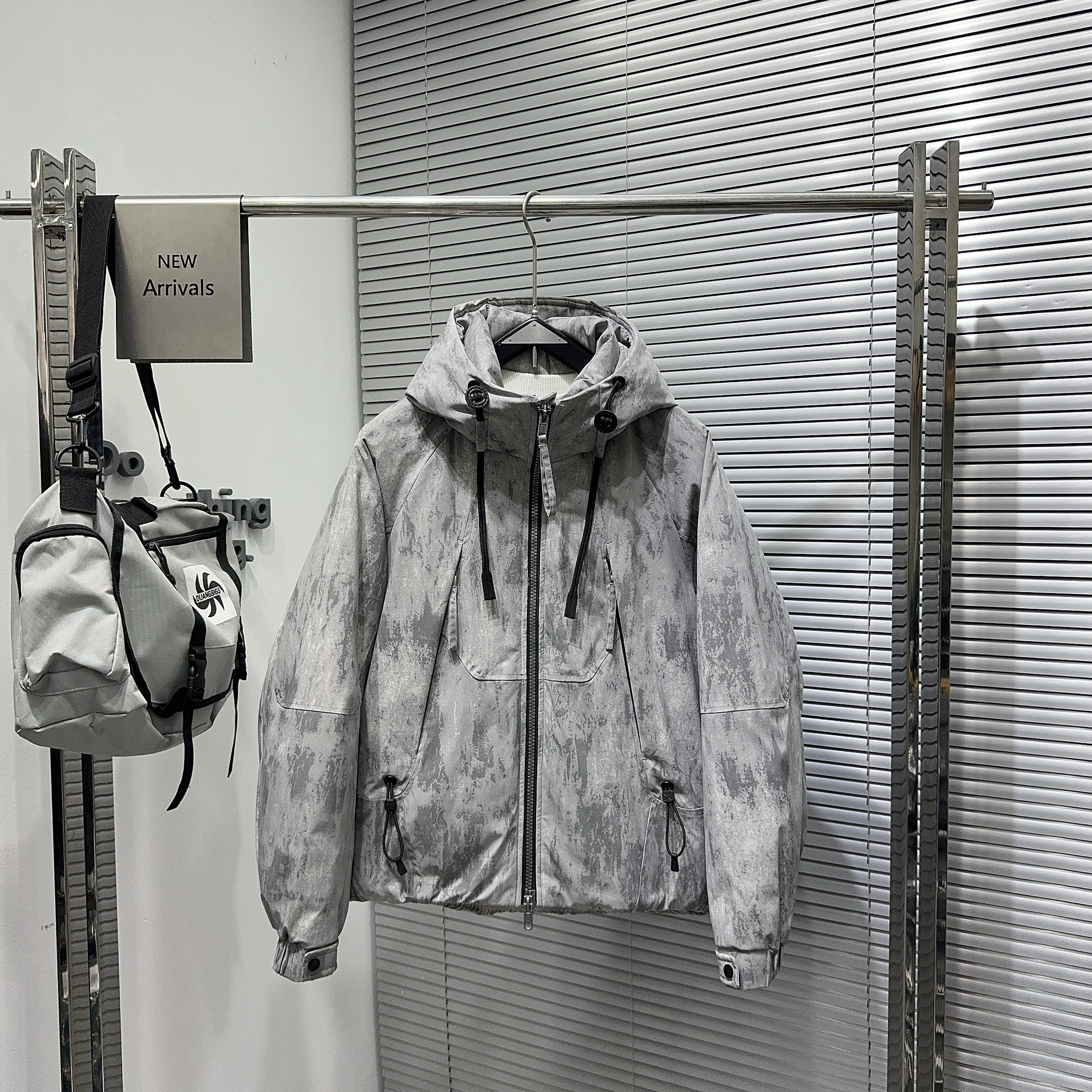 M3潮流扎染连帽工装羽绒服男士冬季加厚保暖90白鸭绒冲锋衣外套潮