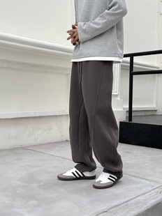 垂感百搭直筒裤 美式 日系宽松运动卫裤 子男冬季 加绒高街弯刀休闲裤