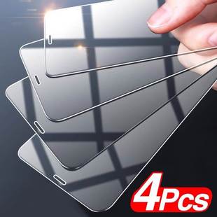 4Pcs Full Cover Tempered Glass iPhone 12 Pro Max 13 14膜适用苹果14promax钢化膜高清13mini SE2020 XR