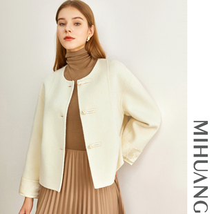 【一口价】米皇冬季圆领单排扣双面羊毛大衣时尚洋气显瘦羊毛外套