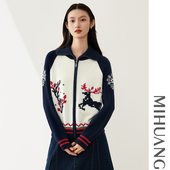 厚款 米皇2025秋季 女时尚 宽松拉链羊绒开衫 保暖纯羊绒毛衣外套 新款