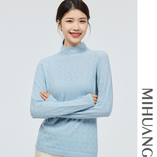 米皇秋冬新品 高领套头纯山羊绒女上衣休闲纯色舒适保暖羊绒女衫