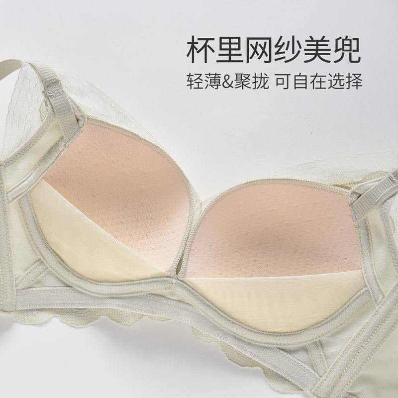 mybody内衣女无钢圈中厚杯蜂巢蕾丝网纱3系性感撩人波点文胸聚拢