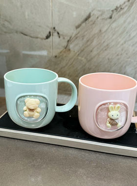 高颜值儿童漱口杯卡通小兔宝宝洗漱杯牙缸刷牙杯耐摔加厚水杯
