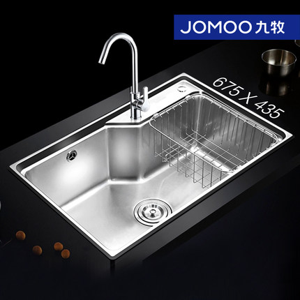 九牧304不锈钢手工水槽套餐加厚厨房洗菜盆单槽洗碗池水池02113