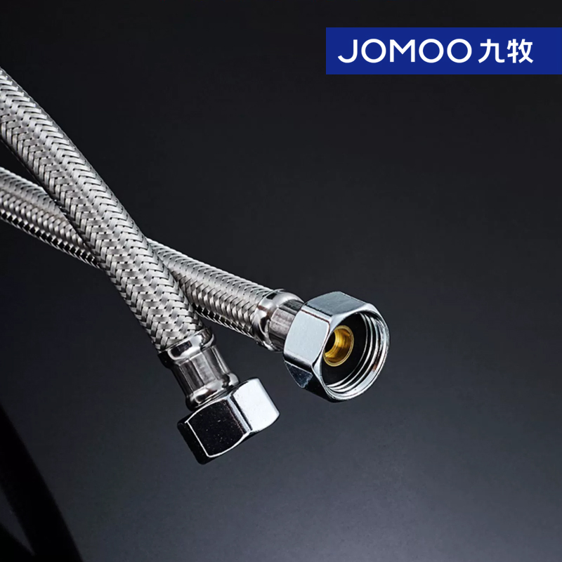 九牧进水软管304不锈钢热水器冷热水双头软管高压防爆马桶连接4分