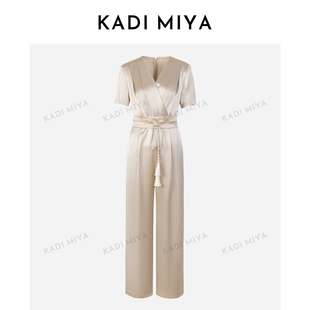 KADIMIYA職業(yè)高級感v領(lǐng)連體闊腿直筒褲 氣質(zhì)通勤