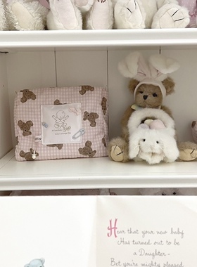 My Baby Bear！复古婴儿玩具&可爱小熊印花夹棉 原创大容量收纳包