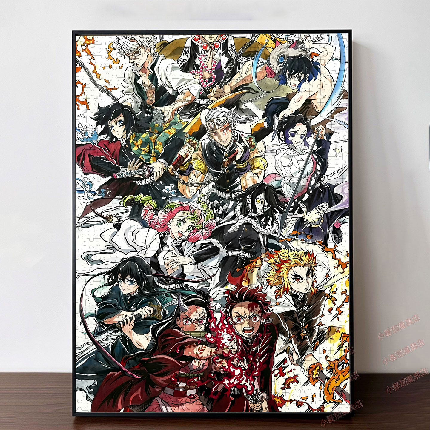 鬼灭之刃拼图1000片带相框成人版高级感动漫木质定制卡通装饰挂画
