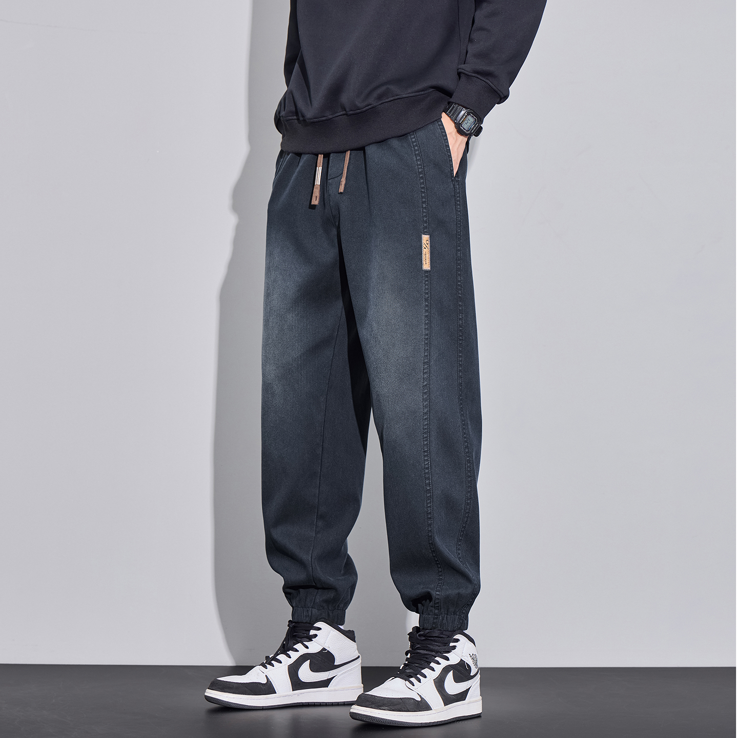 2025秋冬季加绒新款仿牛仔裤男款