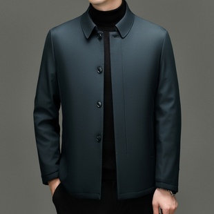 防寒服 翻领加绒加厚外套中年爸爸装 冬季 商务行政夹克羊毛棉袄男士