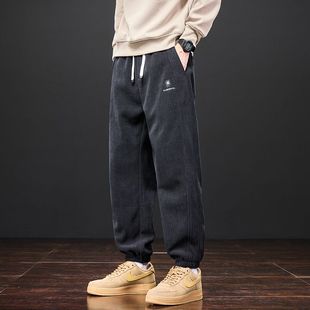 男生运动长裤 秋冬潮牌束脚宽松2025新款 子 男士 重磅加绒加厚休闲裤