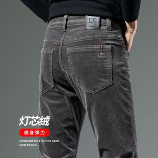 加绒条绒男裤 爸爸装 休闲裤 2025新款 秋冬款 子男士 直筒长裤 灯芯绒裤