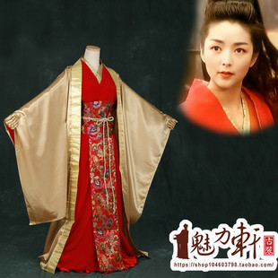 笑傲江湖同款定制金红色大侠演出服装/金黄色版东方不败古装演出