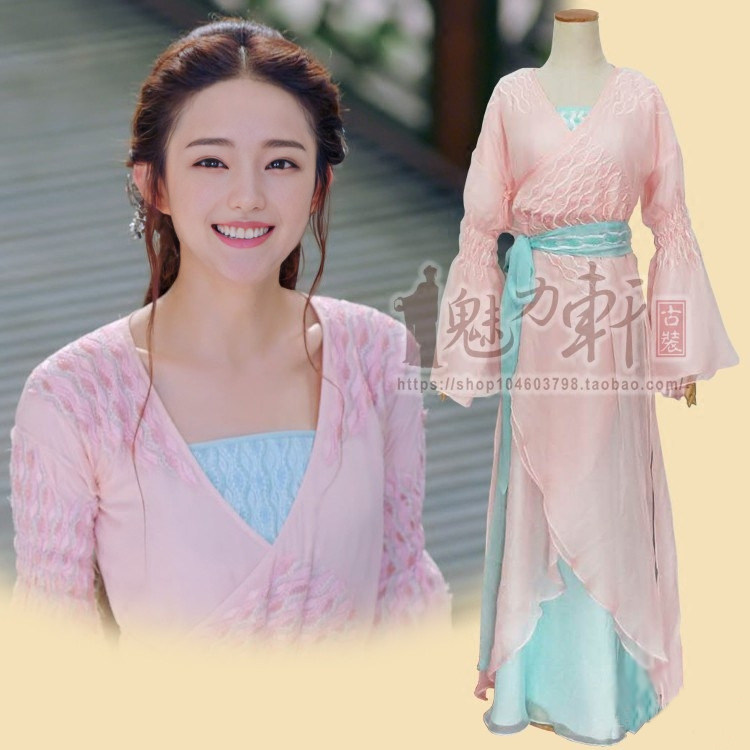 特工皇妃楚乔传同款服装星儿粉色绣花古装女士仙女表演长裙精致裙
