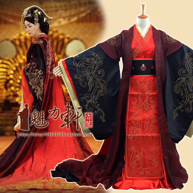 中式婚礼新娘服装/汉室结婚喜服/卫子夫同款皇后绣花大拖尾汉服