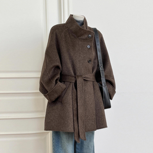 深冬黑色呢子大衣女入冬季韩版毛呢外套小个子超好看加厚短款上衣