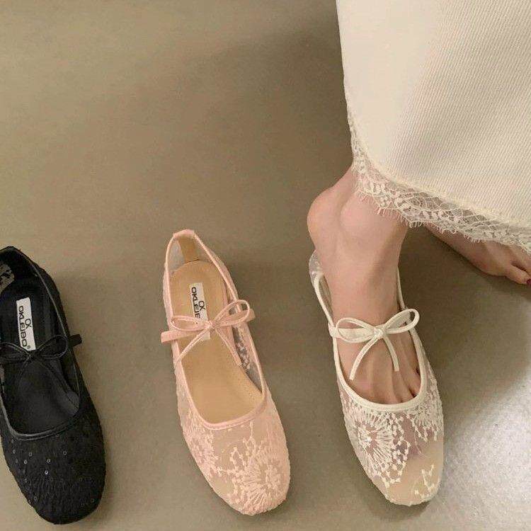 平底法式温柔晚晚鞋女鞋子2026春季网纱蕾丝芭蕾舞鞋玛丽珍女单鞋