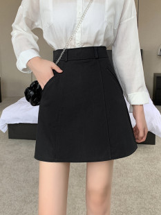 裙大码 a字半身裙女夏防走光工装 半身裙高腰百搭黑色胖mm牛仔短裙