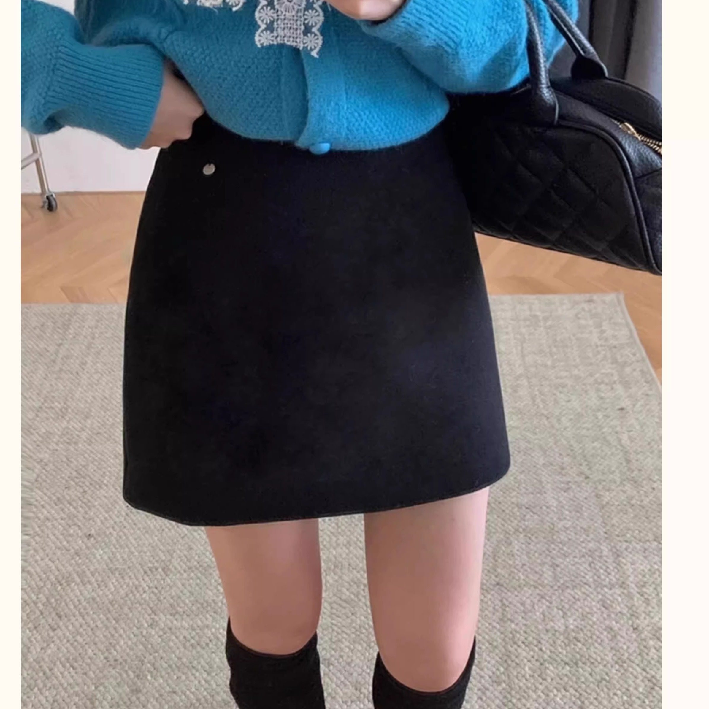 深灰色毛呢a字裙半身裙梨型身材遮胯短裙女新款秋冬大码黑色半裙,女装/女士精品,半身裙,淘宝优惠券,粉丝福利购,淘宝优惠卷