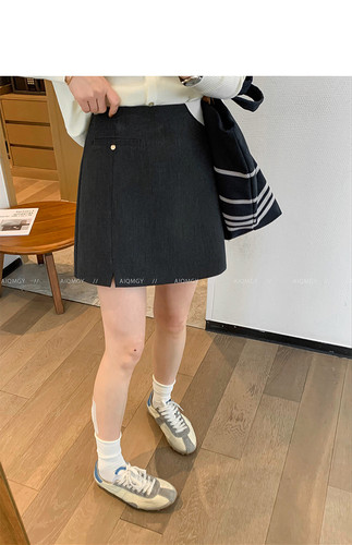 灰色西装半身裙女百搭职业短裙