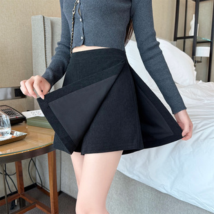 小个子黑色A字裤 半身裙短裙女新款 裙毛呢裙子 大码 灯芯绒裙裤