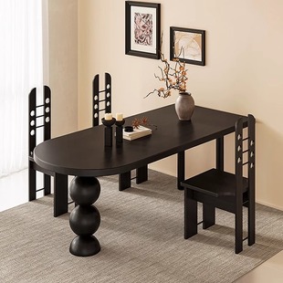 物宅 中古风实木餐桌家用小户型法吃饭桌子原木设计师书桌工作台